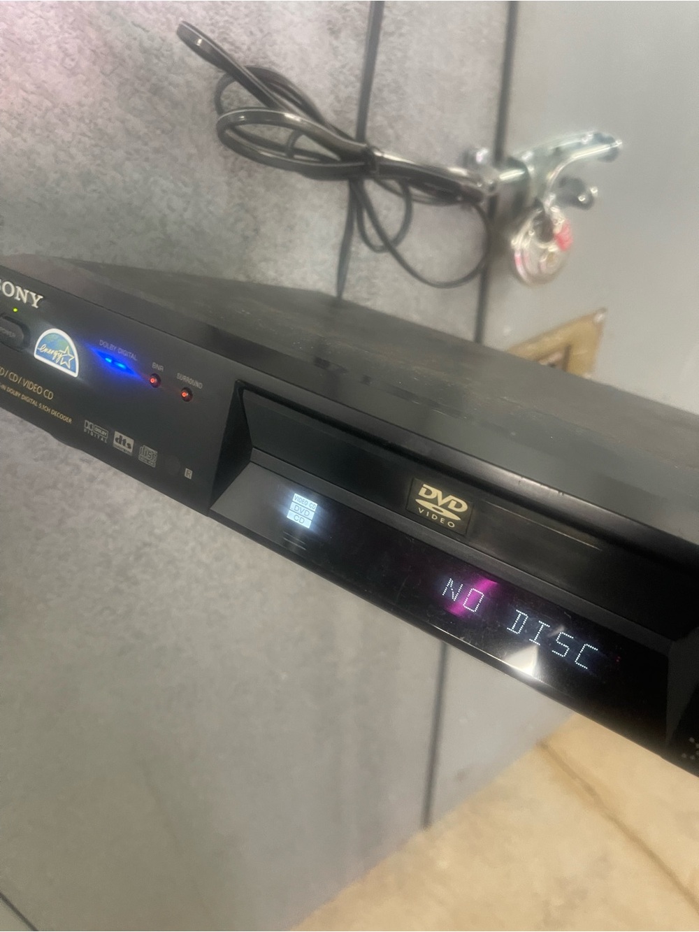 Sony Black DVD Player with Front-Loading Tray and LED Display